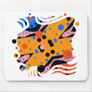 Miro like Abstract art in mustard yellow and blue Mouse Pad