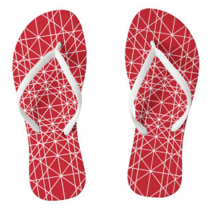 Miroku Red and White Geometric Pattern Thongs
