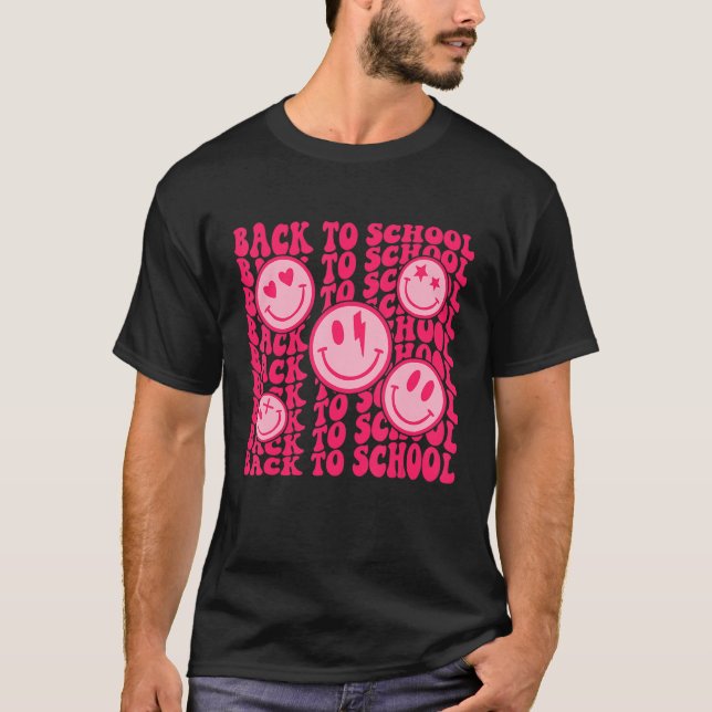 Mirror Back To School Smile Face Preppy Aesthetic  T-Shirt (Front)