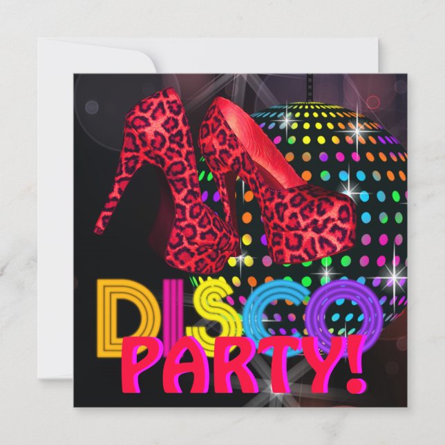 Mirror Ball Disco Dance Party Invitations (Front)