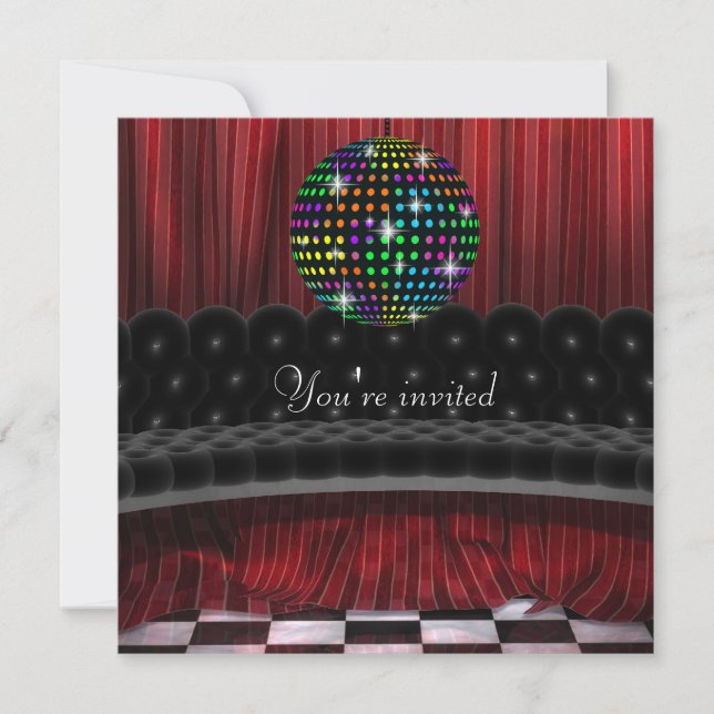 Mirror Ball Disco Party Invitation Template (Front)
