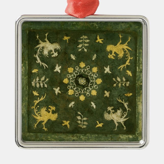 Mirror, bronze with lacquered back metal ornament (Front)