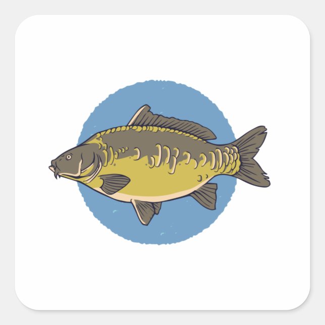 Mirror Carp Square Sticker (Front)