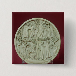 Mirror case depicting courtly scenes, c.1320-30 15 cm square badge