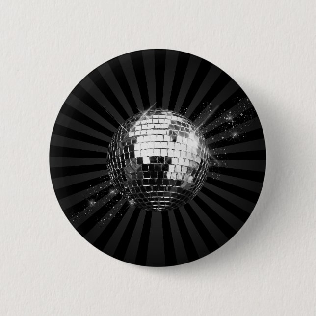 Mirror Disco Ball on Black 6 Cm Round Badge (Front)