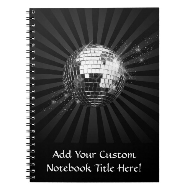 Mirror Disco Ball on Black Notebook (Front)