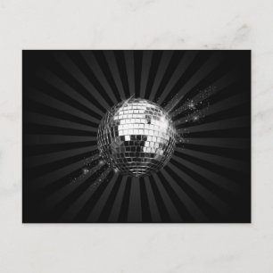 Mirror Disco Ball on Black Postcard