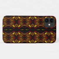 Mirror -Gold and red curved traces with dark parts