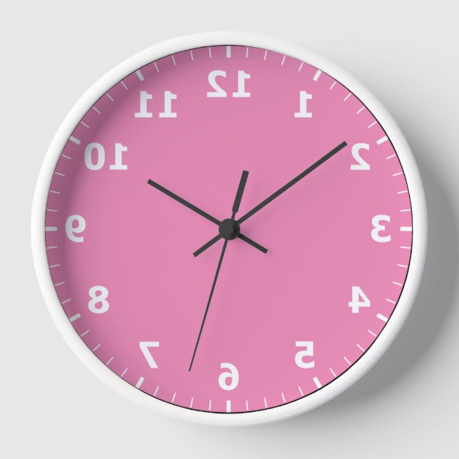 Mirror Image Clock - Pink Mirror Writing Clock (Front)