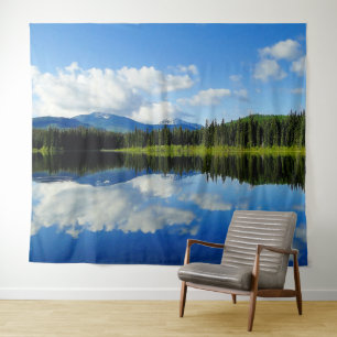 Mirror Image Landscape View Wall Tapestry