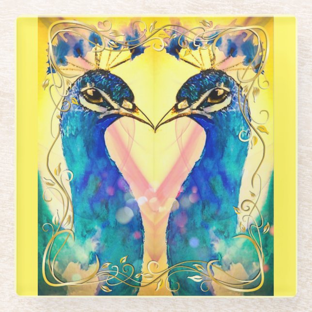 Mirror Image Peacock Coaster (Front)