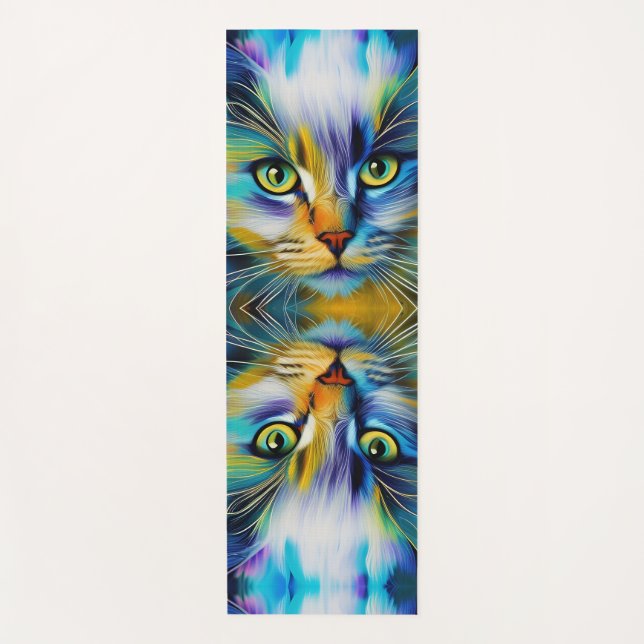 Mirror images of a Colourful Siamese Kitten Yoga Mat (Front)