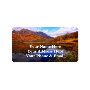 Mirror Lake Autumn Landscape Reflection Water Fall Label