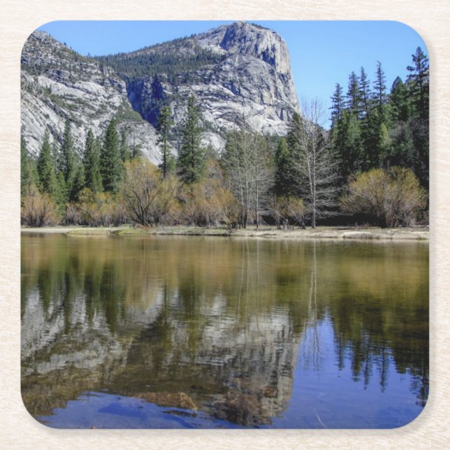 Mirror Lake Square Paper Coaster (Front)