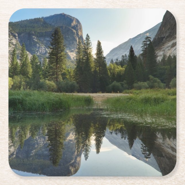Mirror Lake, Yosemite Square Paper Coaster (Front)