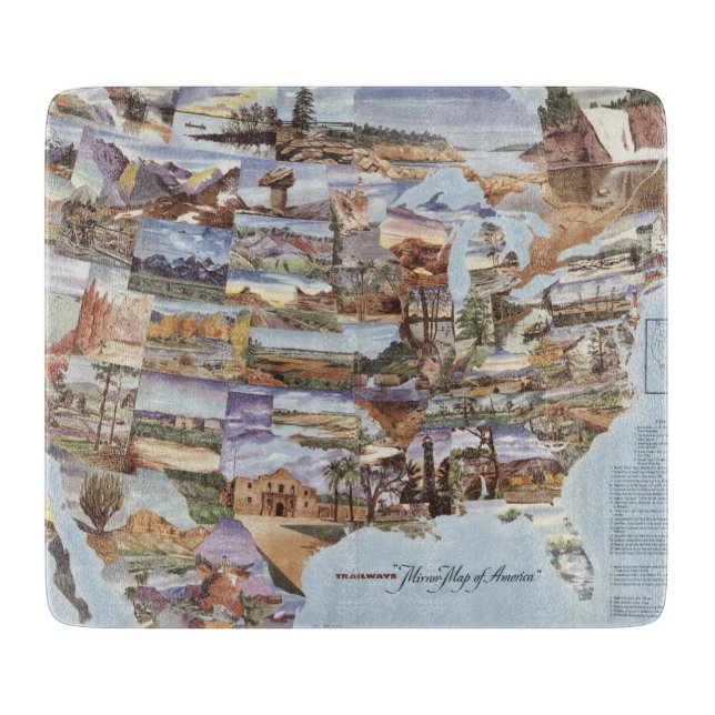 "Mirror Map of America" - Nature's Landmarks Cutting Board (Front)