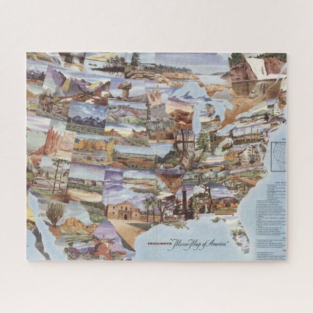 "Mirror Map of America" - Nature's Landmarks Jigsaw Puzzle (Horizontal)