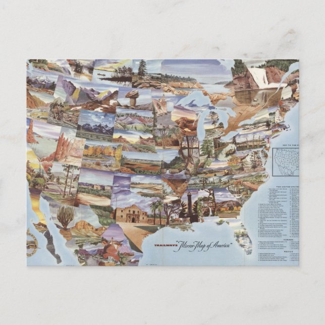 "Mirror Map of America" - Nature's Landmarks Postcard (Front)