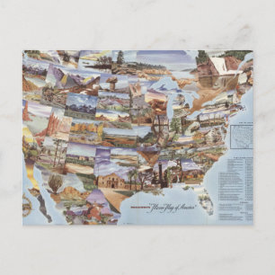 "Mirror Map of America" - Nature's Landmarks Postcard