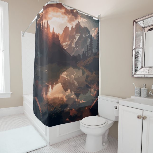 Mirror Mountains Shower Curtain (In Situ)
