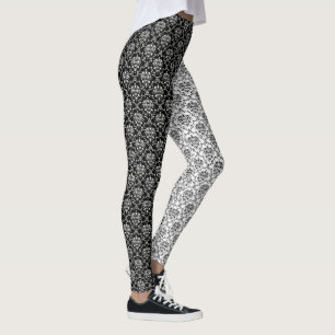 Mirror Opposites Black and White Damask Leggings