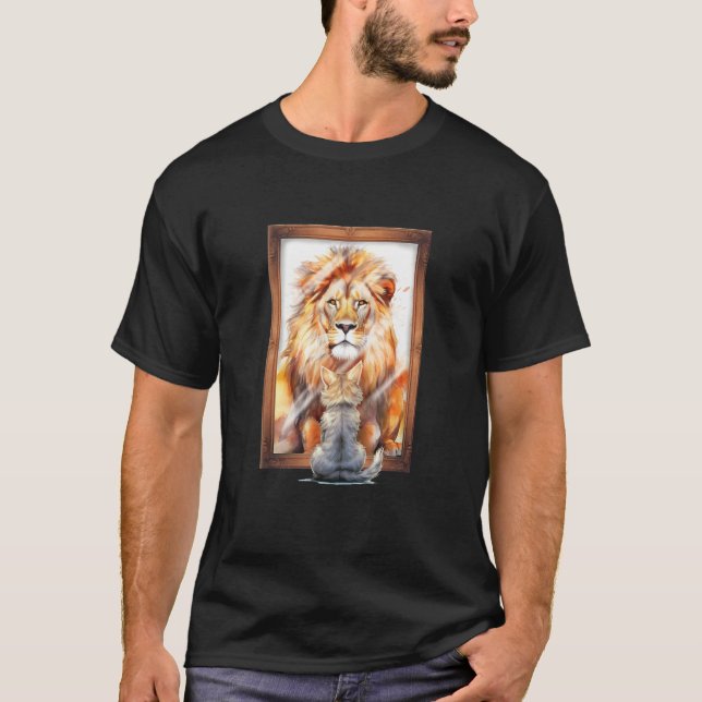 Mirror Reflection From Cat to Lion T-Shirt (Front)
