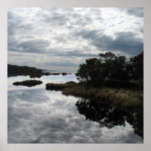 Mirror reflections, Sarah Island, Tasmania Poster