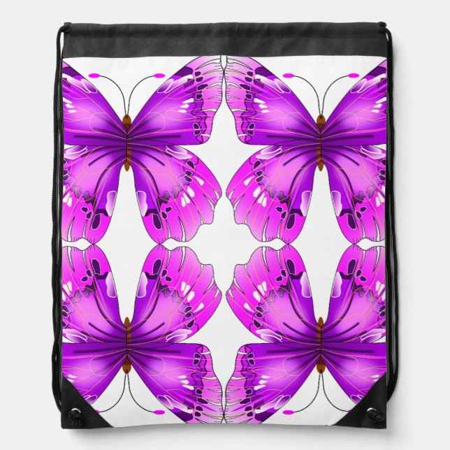 Mirrored Awareness Butterflies Drawstring Bag (Front)