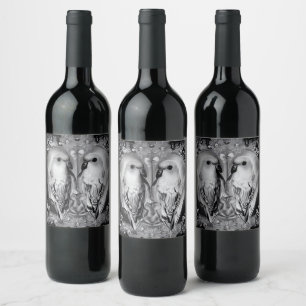 Mirrored Budgies Wine Label