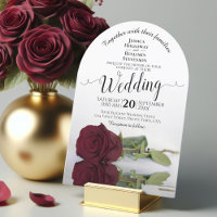 Mirrored Burgundy Rose Elegant Arch Wedding