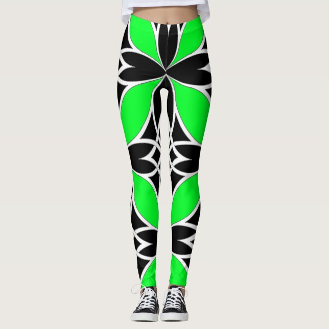 Mirrored Celtic ( Flutterby Green ) Leggings (Front)