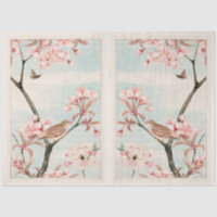 Mirrored Cherry Blossom Bird Bee Moth Decoupage