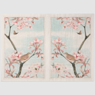 Mirrored Cherry Blossom Bird Bee Moth Decoupage Tissue Paper