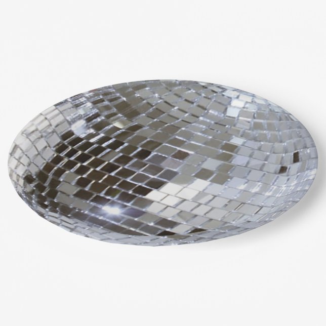 Mirrored Disco Ball 1 Paper Plate (Angled)