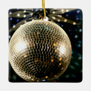 Mirrored Disco Ball 3 Ceramic Ornament