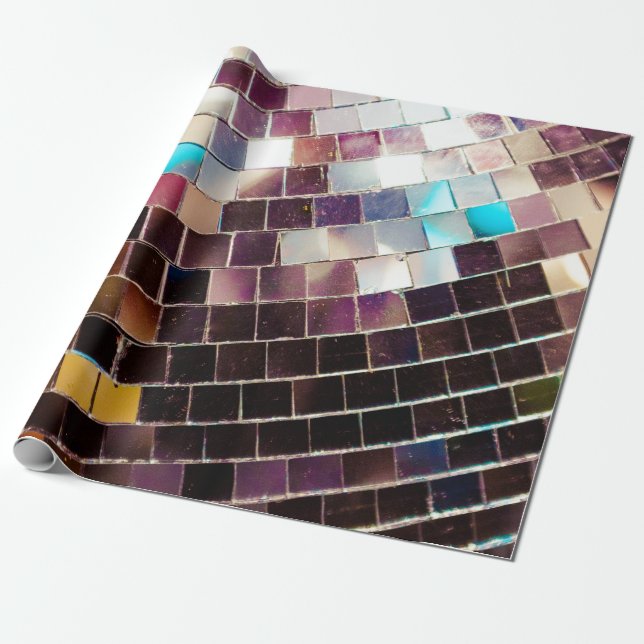 Mirrored Disco Ball Wrapping Paper (Unrolled)