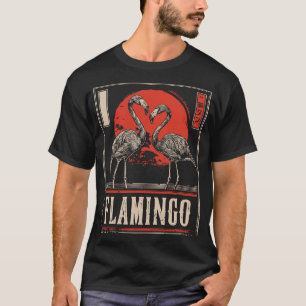 Mirrored Elegance – Flamingos in Crimson Moonlight T-Shirt