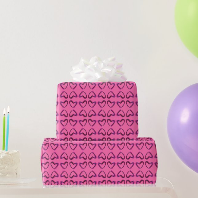 Mirrored Heart Image Pattern Wrapping Paper (Party Gifts)
