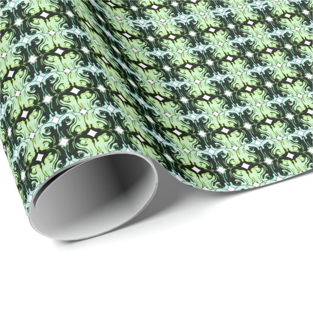 Mirrored Mint Green Dragon Wrapping Paper (Roll Corner)