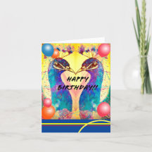 Mirrored Peacock Birthday Card