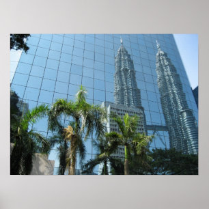Mirrored Petronas Towers Poster
