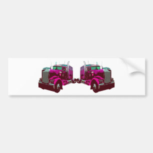 Mirrored Pink Semi Truck Bumper Sticker