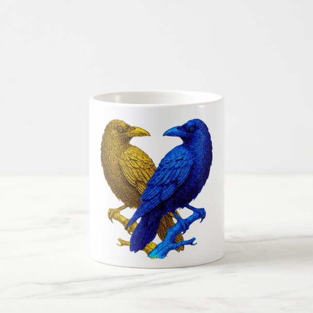 Mirrored Raven Pair  Coffee Mug (Center)