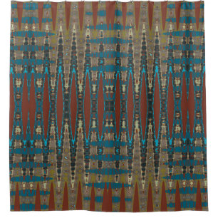Mirrored South Western Rust Turquoise Mosaic Shower Curtain