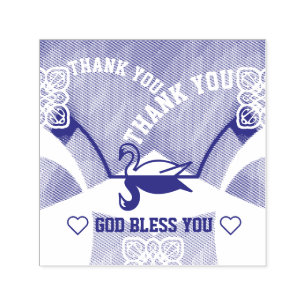 Mirrored Swan Thank You Fountain God Bless U Stamp