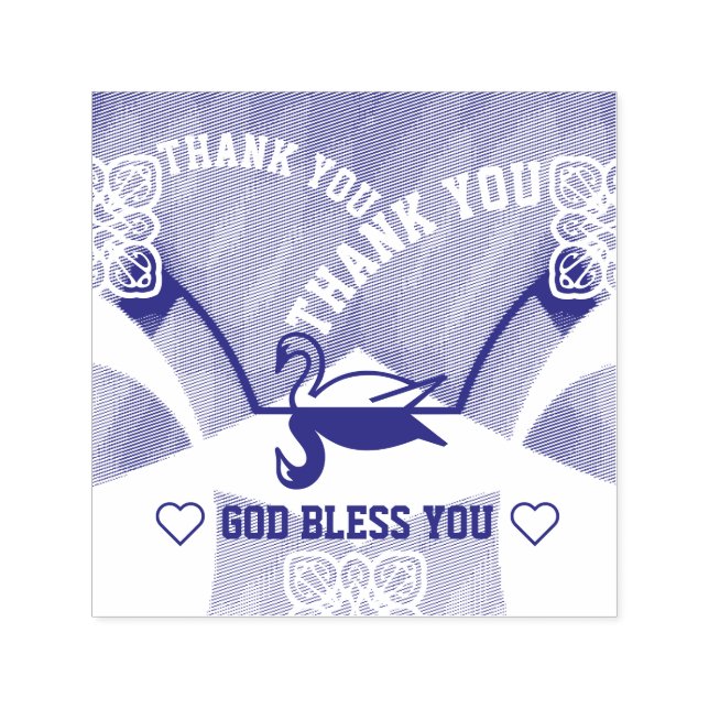 Mirrored Swan Thank You Fountain God Bless U Stamp (Design)