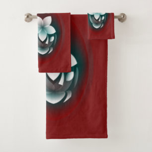 Mirroring white flower bath towel set