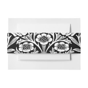 Mirrors's Acorns and Oak Leaves Black & White Invitation Belly Band