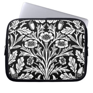 Mirrors's Acorns and Oak Leaves Black & White Laptop Sleeve