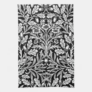 Mirrors's Acorns and Oak Leaves Black & White Tea Towel